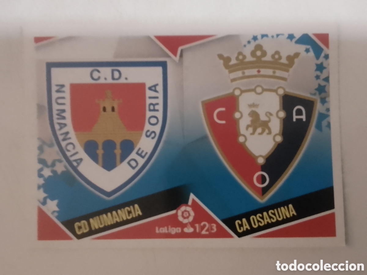 Cromos de F&uacute;tbol: Colecciones Este 2018-19 n&deg; 8 ESCUDOS Numancia / Osasuna.