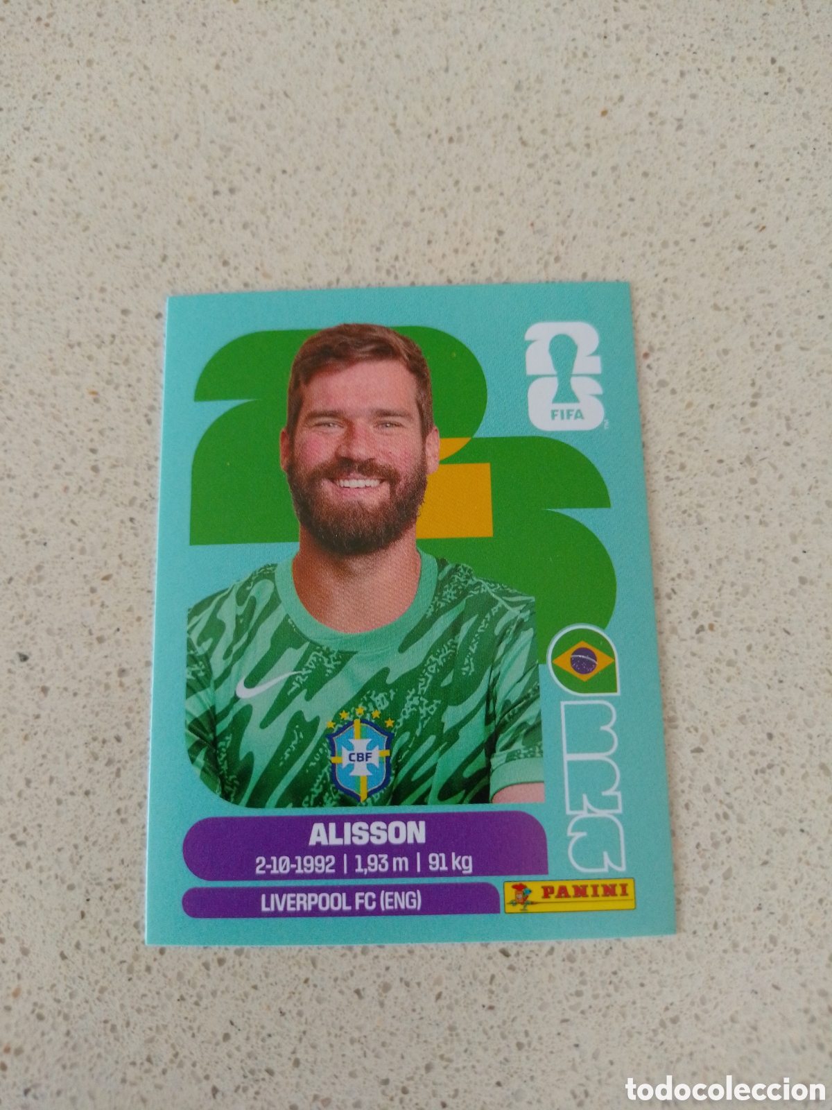 Cromos de F&uacute;tbol: CROMO NUMERO 2 ALISSON BRASIL. MUNDIAL 2026. PANINI.