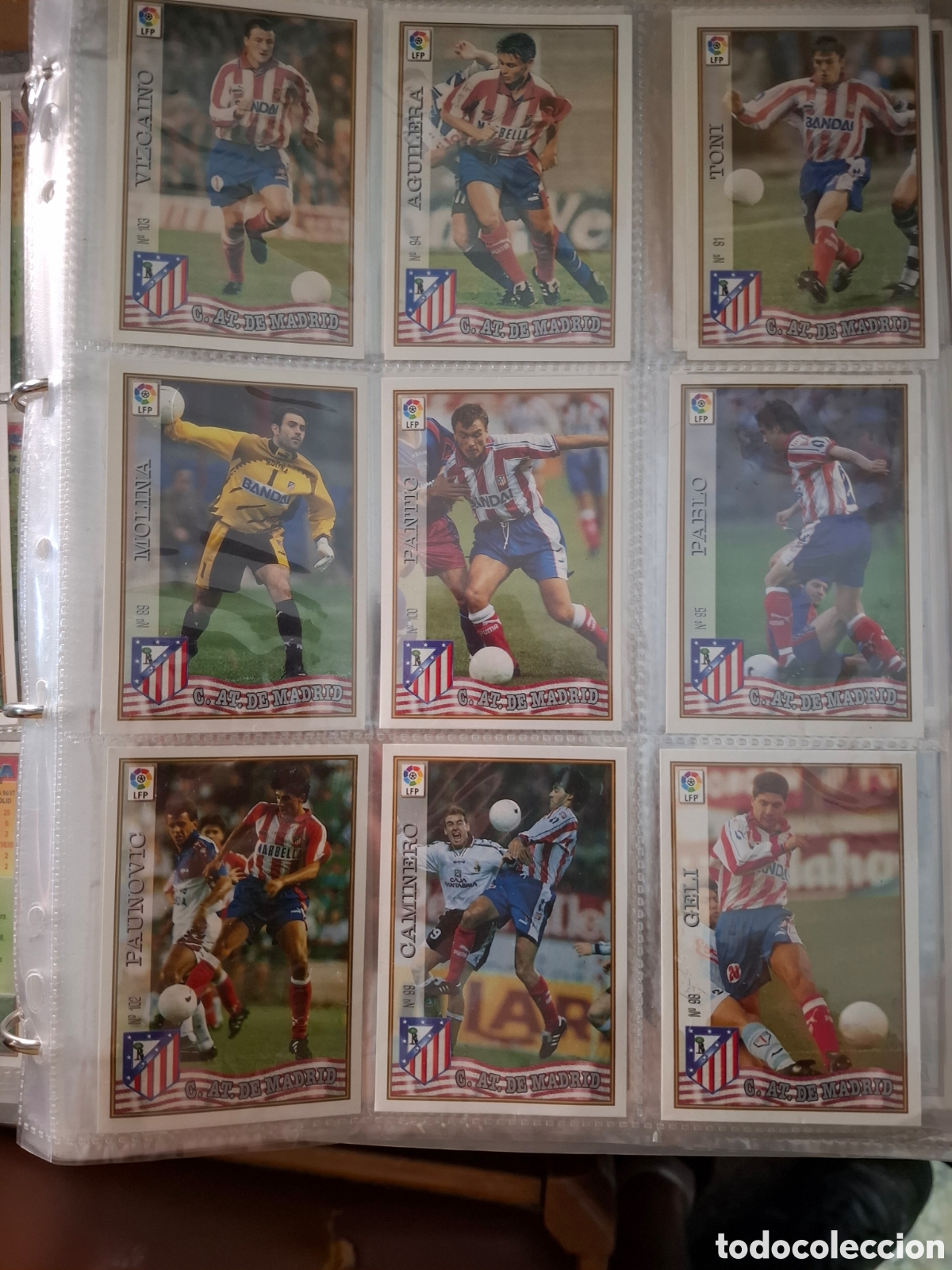 Football Stickers: LOTE 10 CARTAS ATL&Eacute;TICO DE MADRID - LAS FICHAS DE LA LIGA 97/98 - MUNDICROMO/SPORT