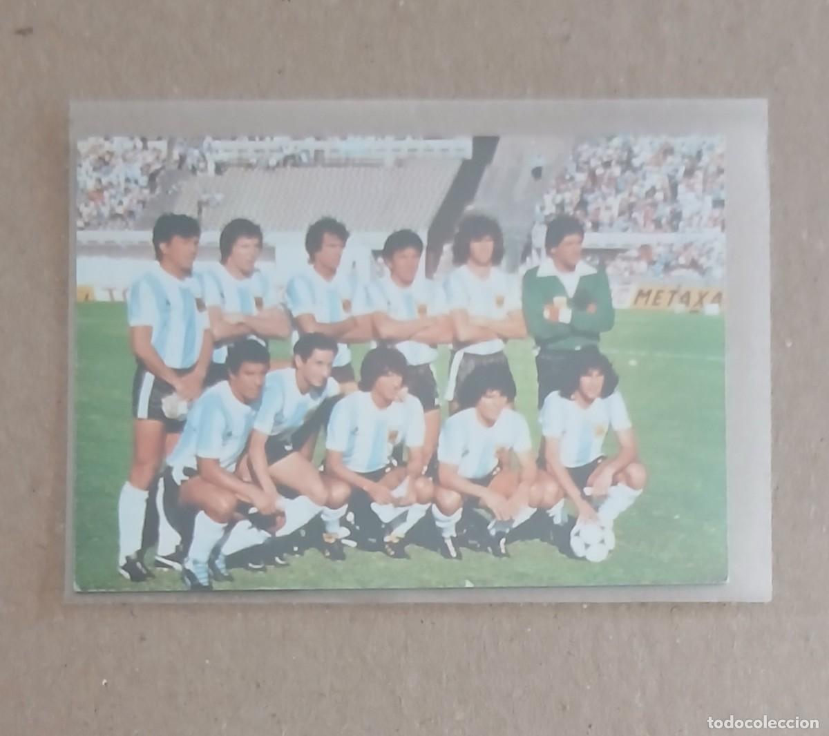 Cromos de F&uacute;tbol: CROMO n&ordm; 21 SELECCI&Oacute;N ARGENTINA CON MARADONA CATALUNYA PORTA DEL MUNDIAL 82. Nuevo y sin pegar.