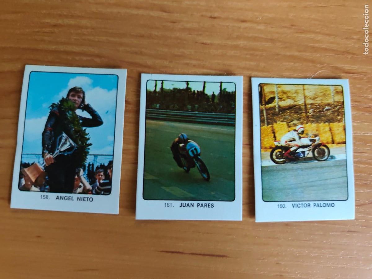 Cromos de F&uacute;tbol: 3 Cromos campeones del deporte mundial &Aacute;ngel Nieto Pares y V&iacute;ctor PalomoKeisa. Sin pegar