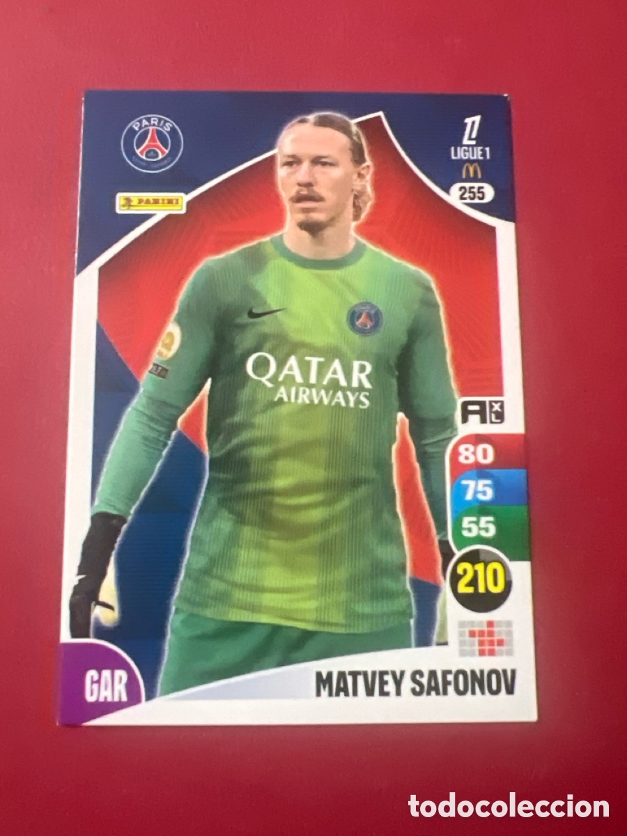 Cromos de F&uacute;tbol: 255 SAFONOV PARIS SAINT GERMAIN CROMO FUTBOL PANINI LIGUE 1 FOOT 25-26 FRANCIA ADRENALYN 2025-206
