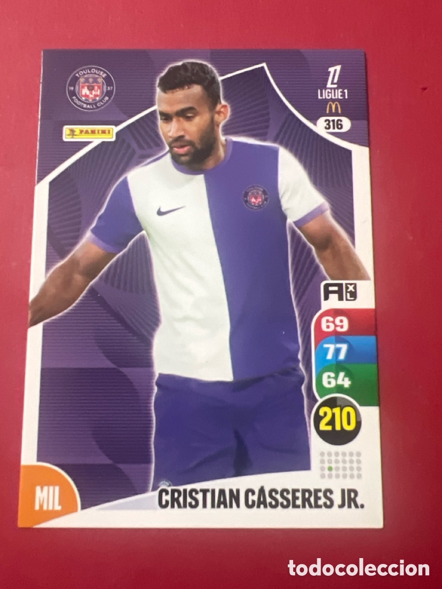 Cromos de F&uacute;tbol: 316 CRISTIAN CASSERES JR. TOULOUSE CROMO FUTBOL PANINI LIGUE 1 FOOT 25-26 FRANCIA ADRENALYN 2025-206