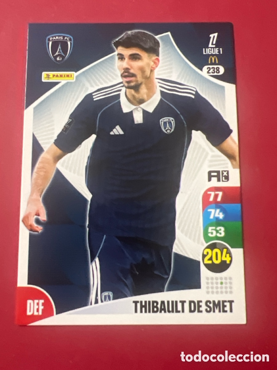 Cromos de F&uacute;tbol: 238 THIBAULT DE SMET PARIS CROMO FUTBOL PANINI LIGUE 1 FOOT 25-26 LIGA FRANCIA ADRENALYN 2025-206