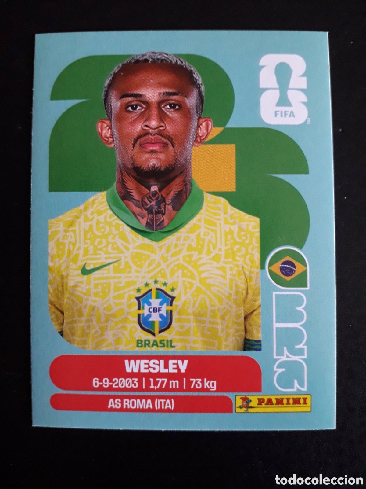 Cromos de F&uacute;tbol: WESLEY BRASIL BRA 8 MUNDIAL F&Uacute;TBOL 2026 FIFA WORLD CUP PANINI SIN PEGAR PEDIDO M&Iacute;NIMO 3&euro;