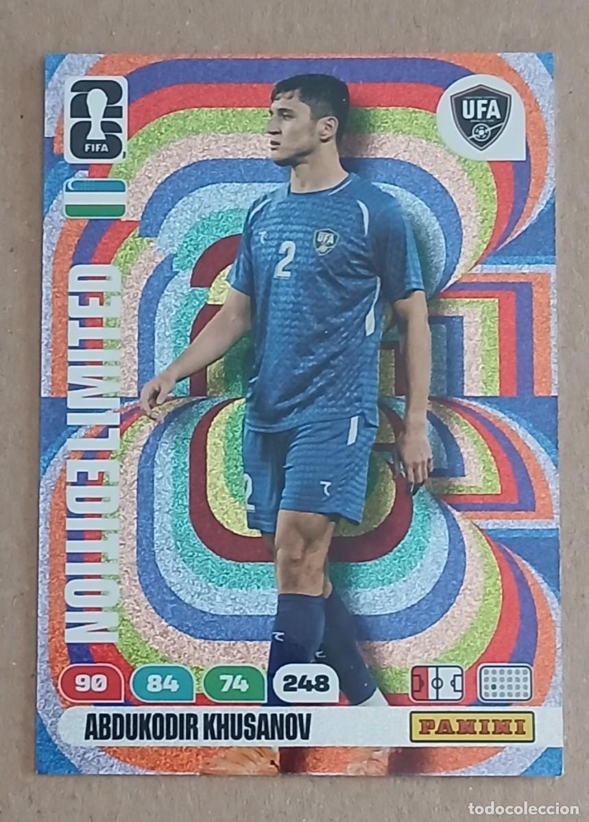 Cromos de F&uacute;tbol: CROMO ABDUKODIR KHUSANOV LIMITED EDITION ADRENALYN XL FIFA WORLD CUP 2026. Nuevo de sobre.