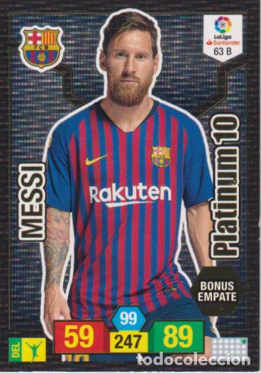 Figurine di Calcio: ADRENALYN 2018-19 N&ordm;63B - C.F.BARCELONA &ndash; PLATINUM 10 &ndash; MESSI
