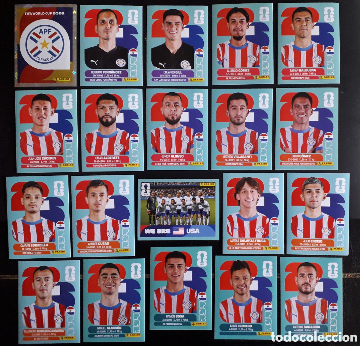 Cromos de Futebol: 20 CROMOS PARAGUAY, EQUIPO COMPLETO MUNDIAL F&Uacute;TBOL 2026 FIFA WORLD CUP PANINI SIN PEGAR