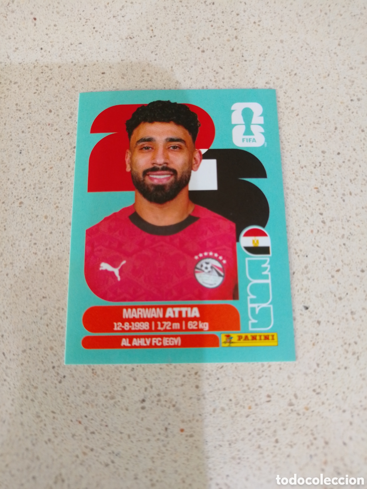 Cartes &agrave; collectionner de Football: CROMO NUMERO 10 ATTIA EGIPTO. MUNDIAL 2026. PANINI.