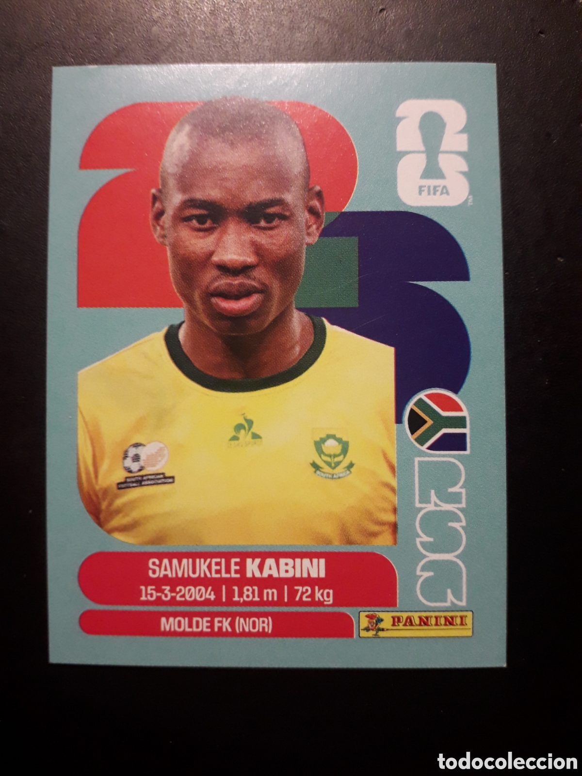 Cromos de F&uacute;tbol: KABINI SUD&Aacute;FRICA RSA 5 MUNDIAL F&Uacute;TBOL 2026 FIFA WORLD CUP PANINI SIN PEGAR PEDIDO M&Iacute;NIMO 3&euro;