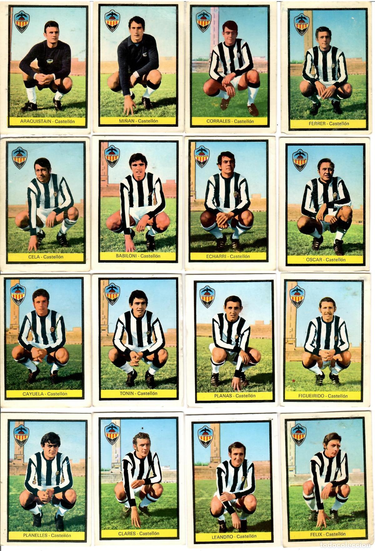 Cromos de F&uacute;tbol: C.D. Castellon: Lote de 16 cromos de futbol album 1972-73 FHER - Equipo completo