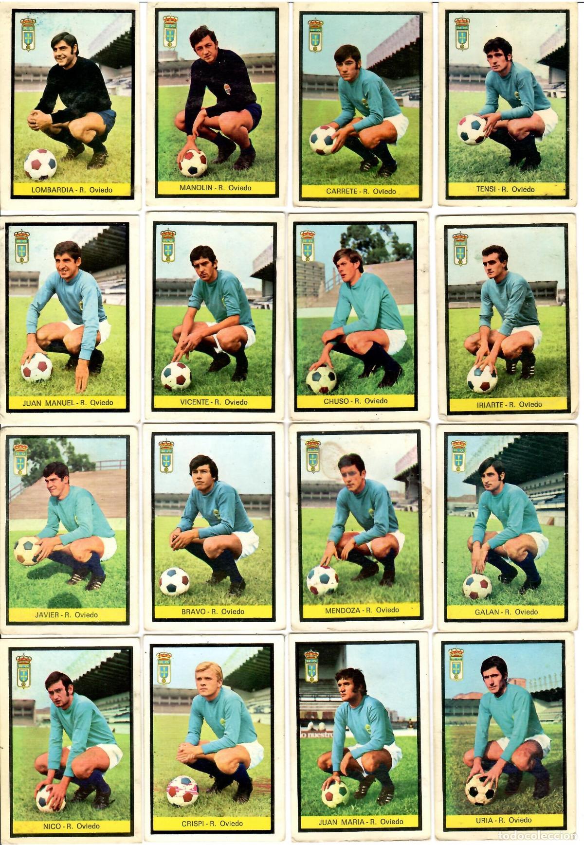 Cromos de F&uacute;tbol: R. Oviedo: Lote de 16 cromos de futbol album 1972-73 FHER - Equipo completo
