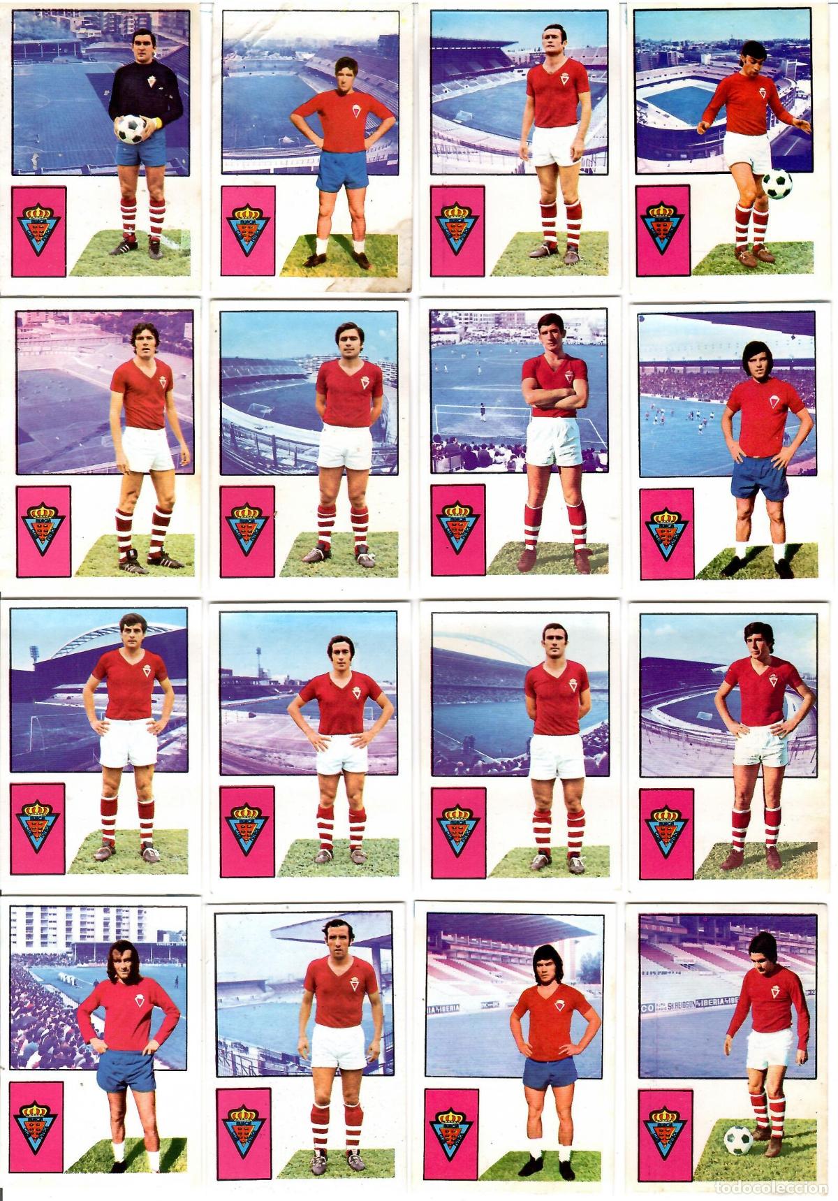 Cromos de F&uacute;tbol: C.R. Murcia: Lote de 16 cromos de futbol album 1974-75 FHER - Equipo completo