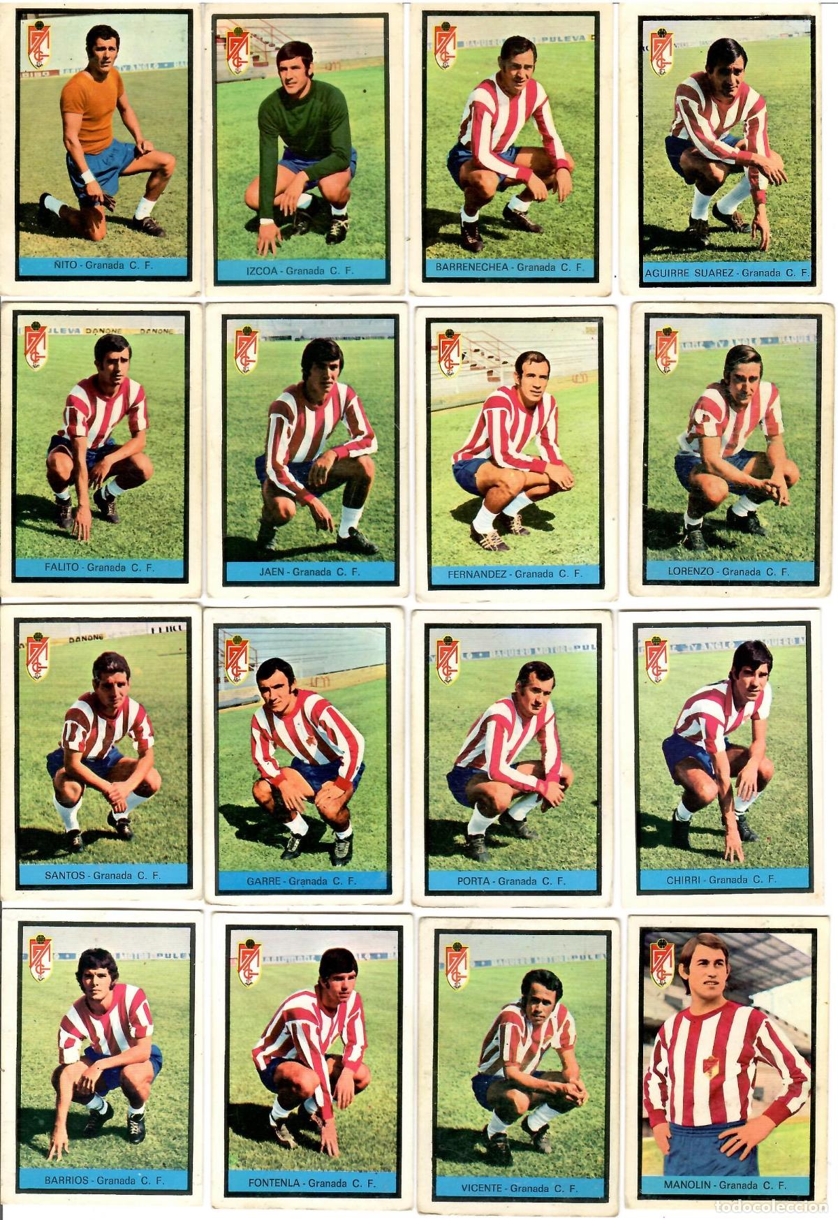 Cromos de F&uacute;tbol: Granada C.F.: Lote de 16 cromos de futbol album 1972-73 FHER - Equipo completo