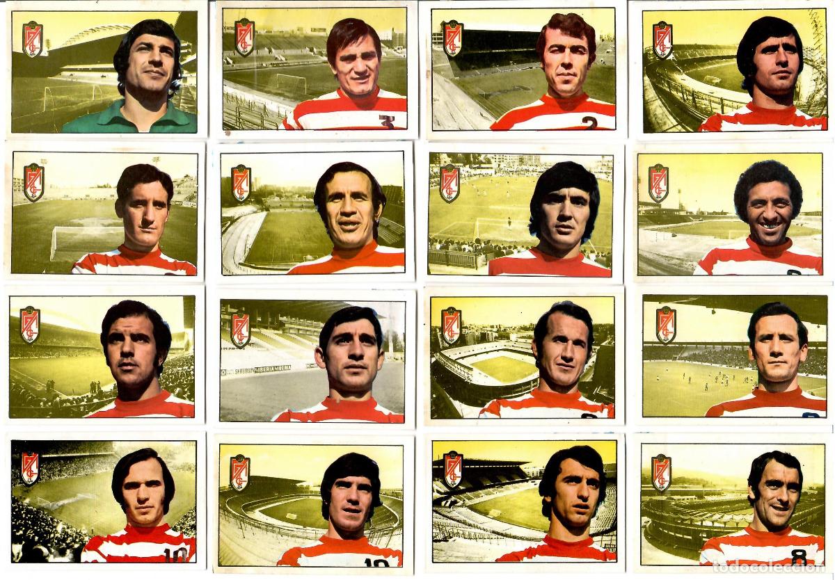 Cromos de F&uacute;tbol: Granada C.F.: Lote de 16 cromos de futbol album 1974-75 FHER - Equipo completo