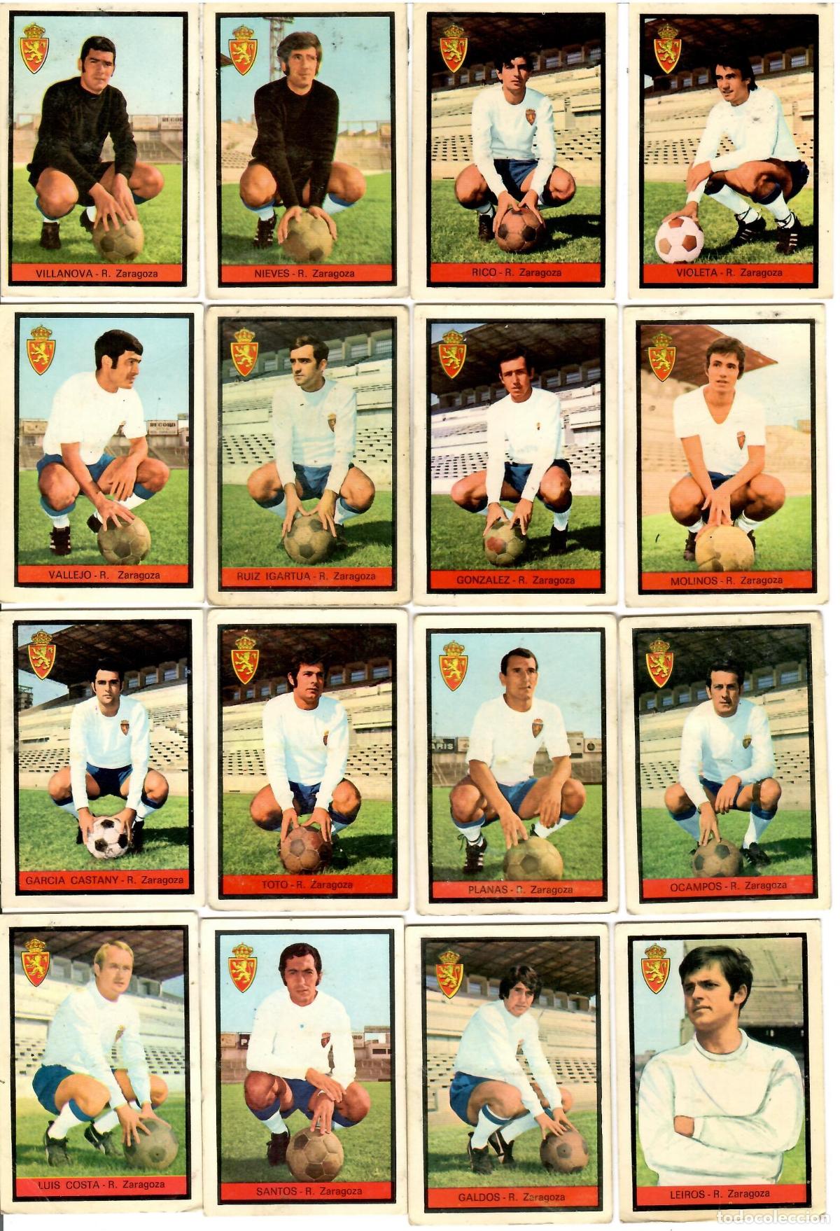 Cromos de F&uacute;tbol: R. Zaragoza: Lote de 16 cromos de futbol album 1972-73 FHER - Equipo completo