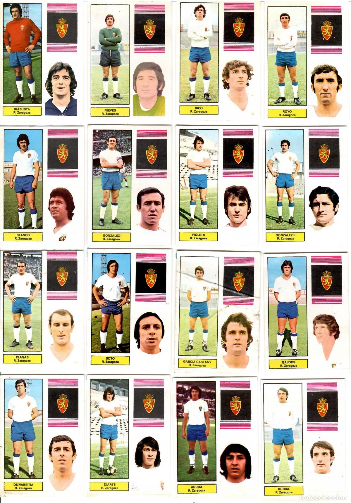 Cromos de F&uacute;tbol: R. Zaragoza: Lote de 16 cromos de futbol album 1974-75 FHER - Equipo completo