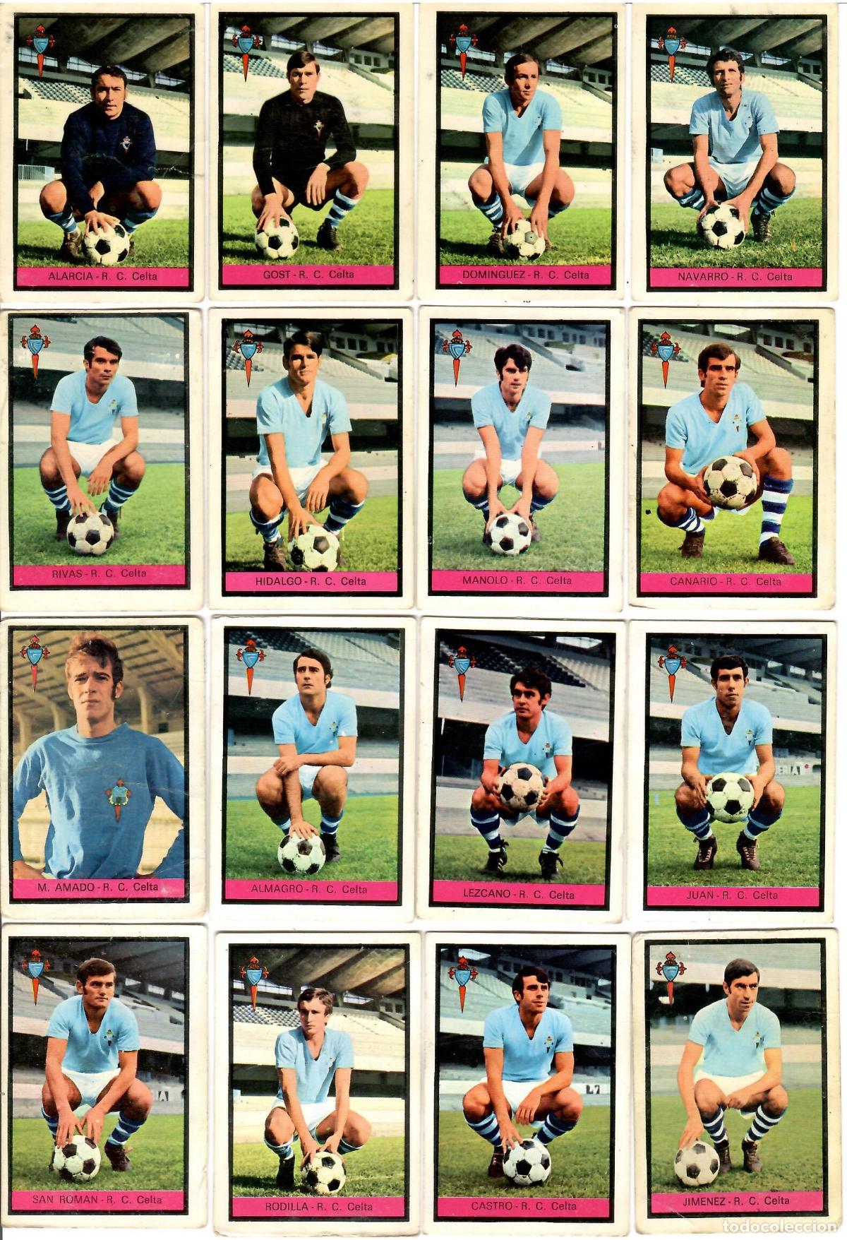 Cromos de F&uacute;tbol: R.C. Celta de Vigo: Lote de 16 cromos de futbol album 1972-73 FHER - Equipo completo