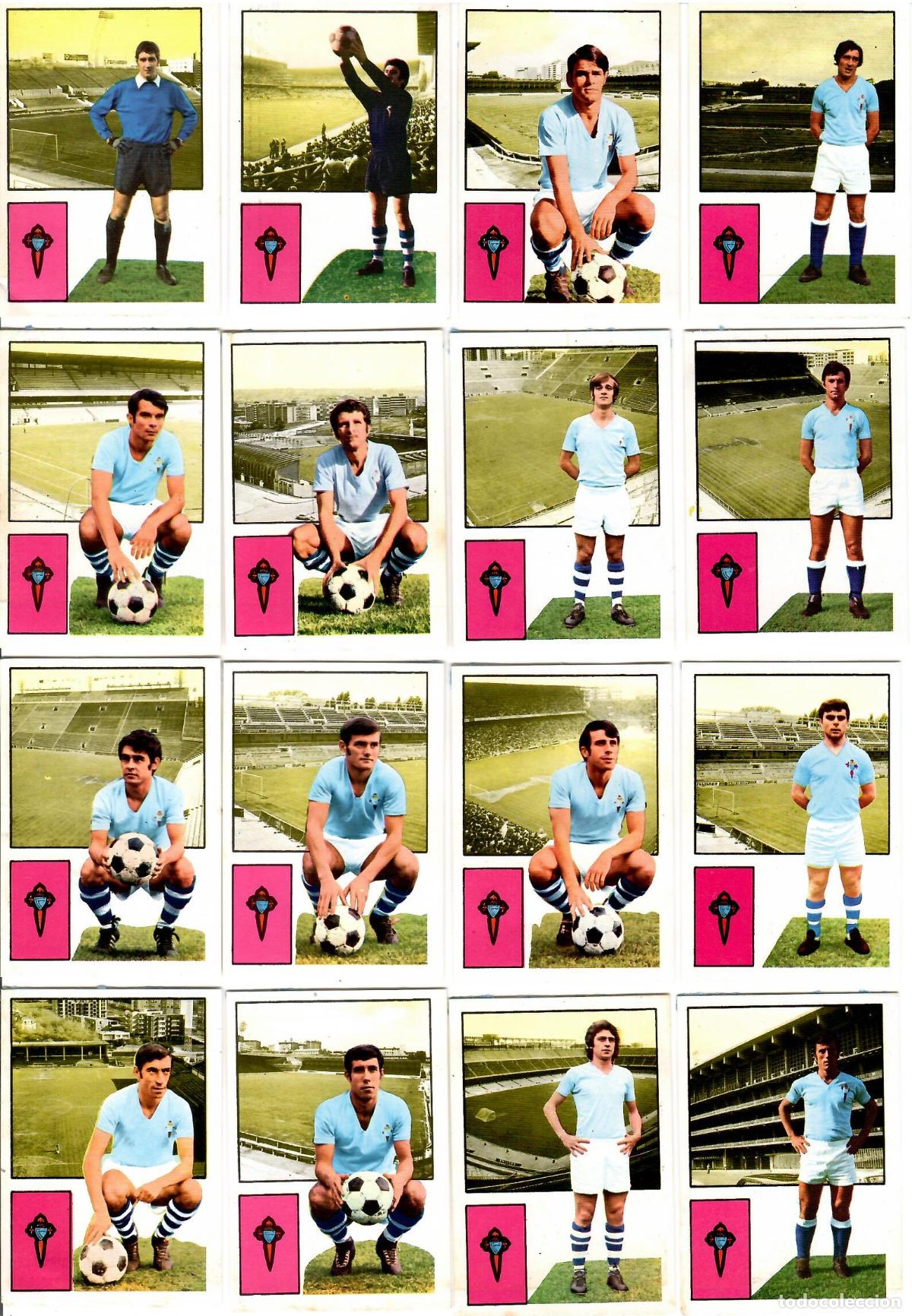 Cromos de F&uacute;tbol: R.C. Celta de Vigo: Lote de 16 cromos de futbol album 1974-75 FHER - Equipo completo