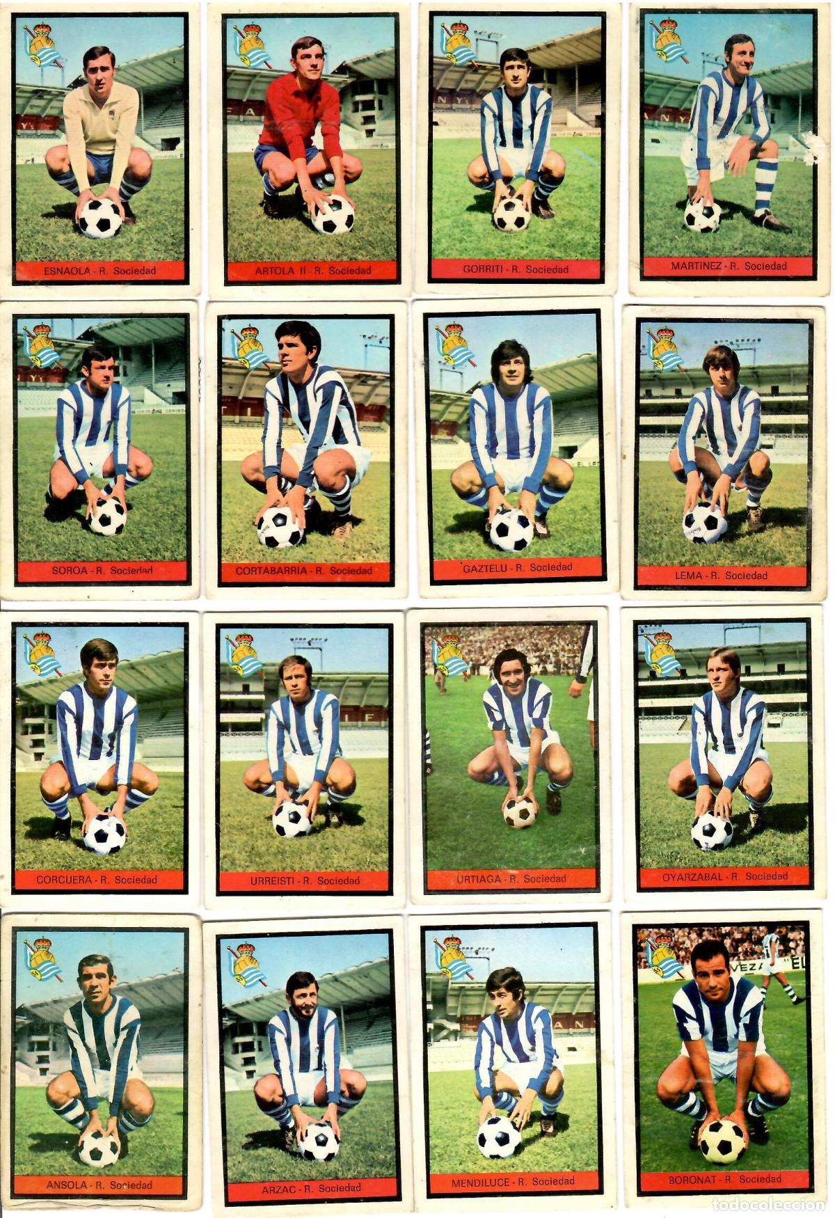 Cromos de F&uacute;tbol: R. Sociedad: Lote de 16 cromos de futbol album 1972-73 FHER - Equipo completo