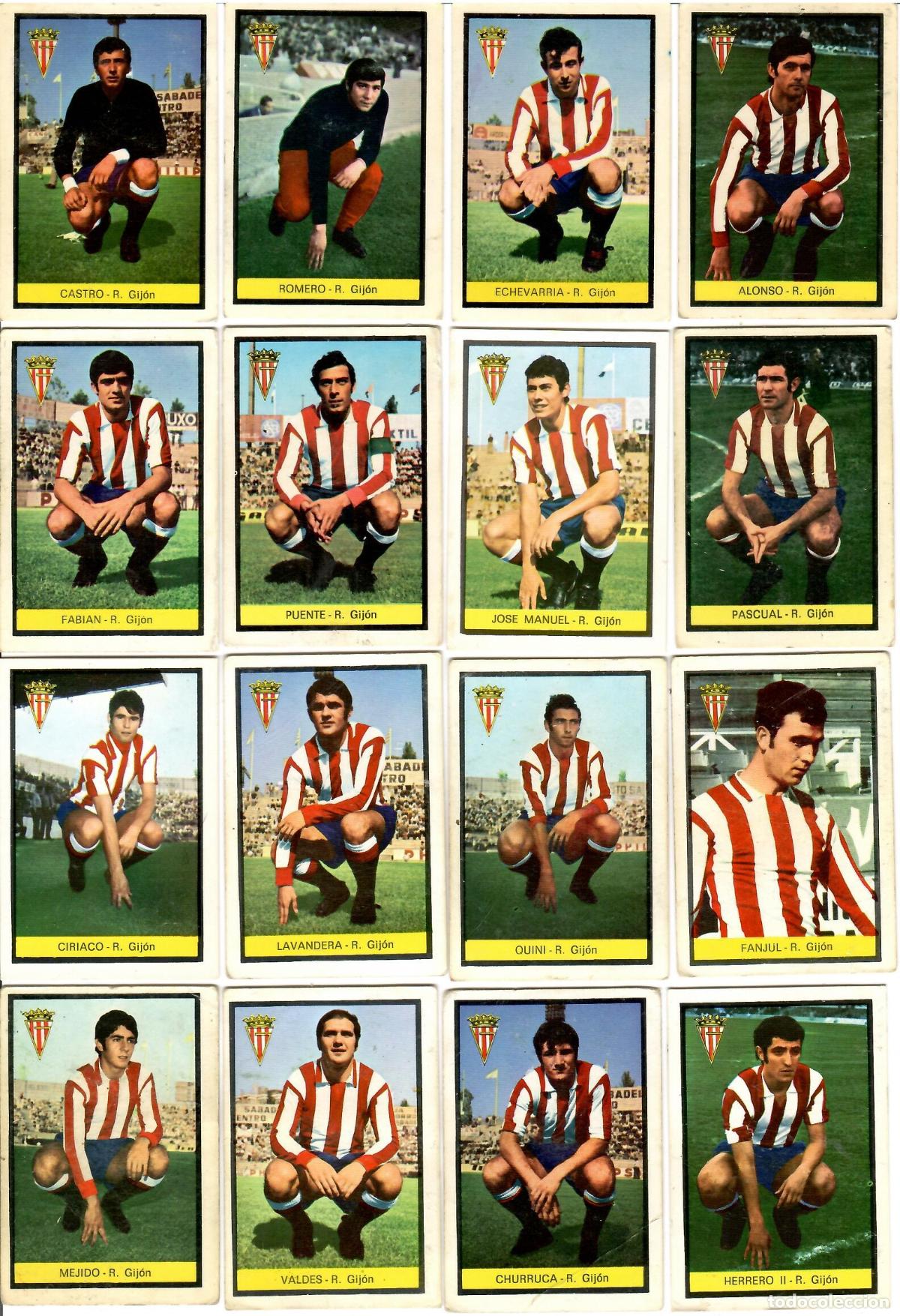 Cromos de F&uacute;tbol: R. Sporting Gijon: Lote de 16 cromos de futbol album 1972-73 FHER - Equipo completo