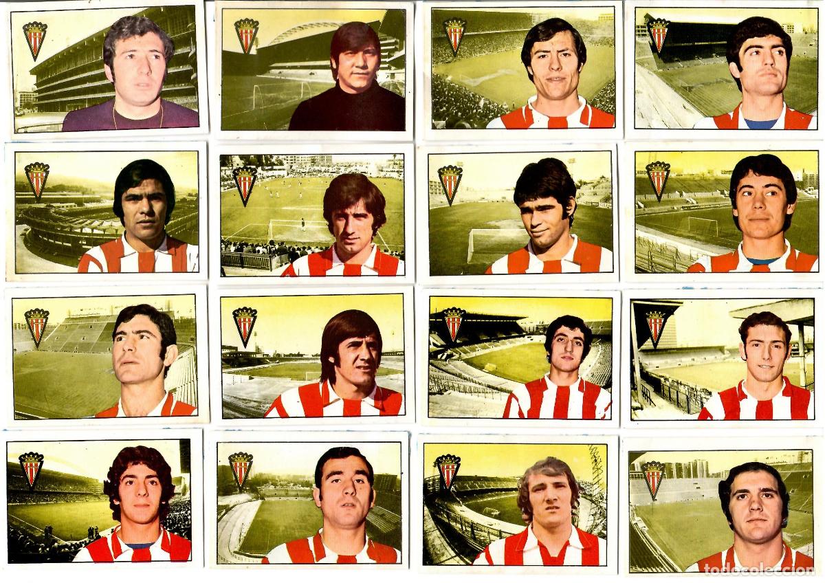 Cromos de F&uacute;tbol: Sporting de Gijon: Lote de 16 cromos de futbol album 1974-75 FHER - Equipo completo