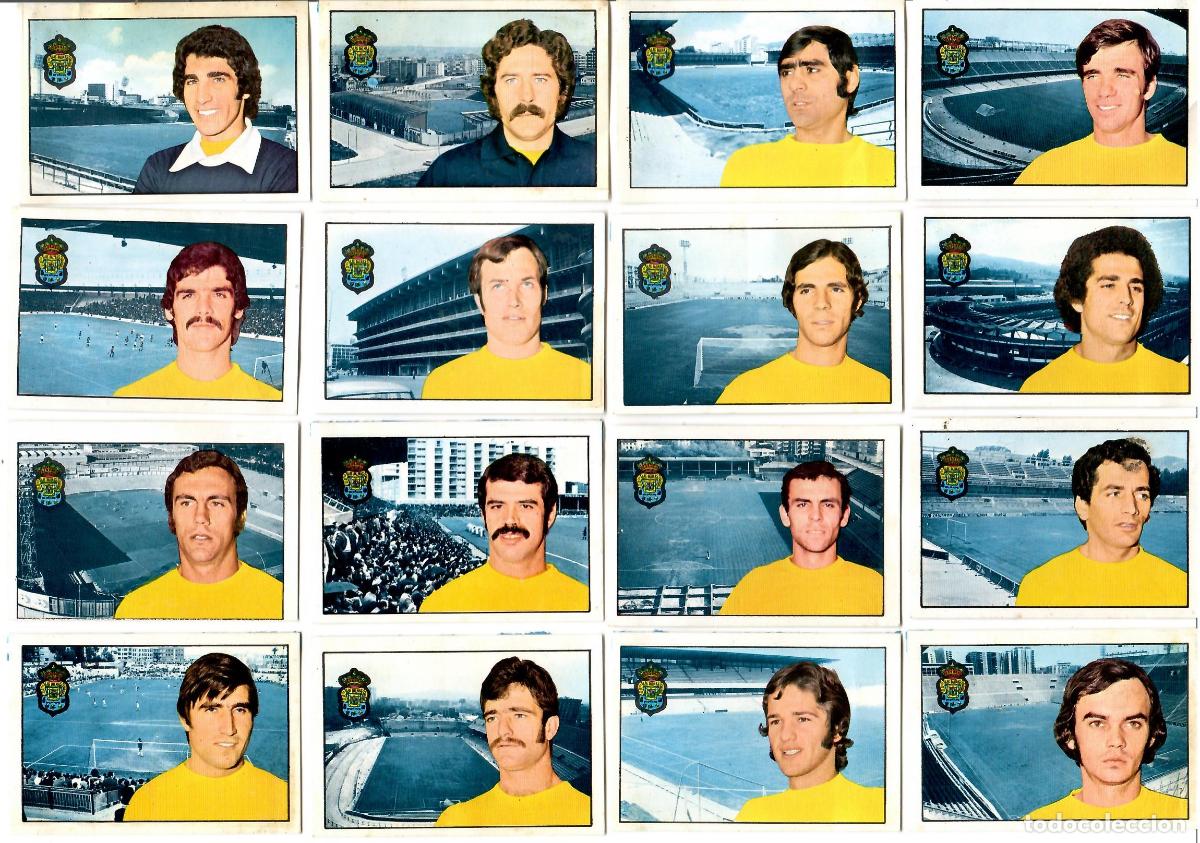 Cromos de F&uacute;tbol: U.D. Las Palmas: Lote de 16 cromos de futbol album 1974-75 FHER - Equipo completo
