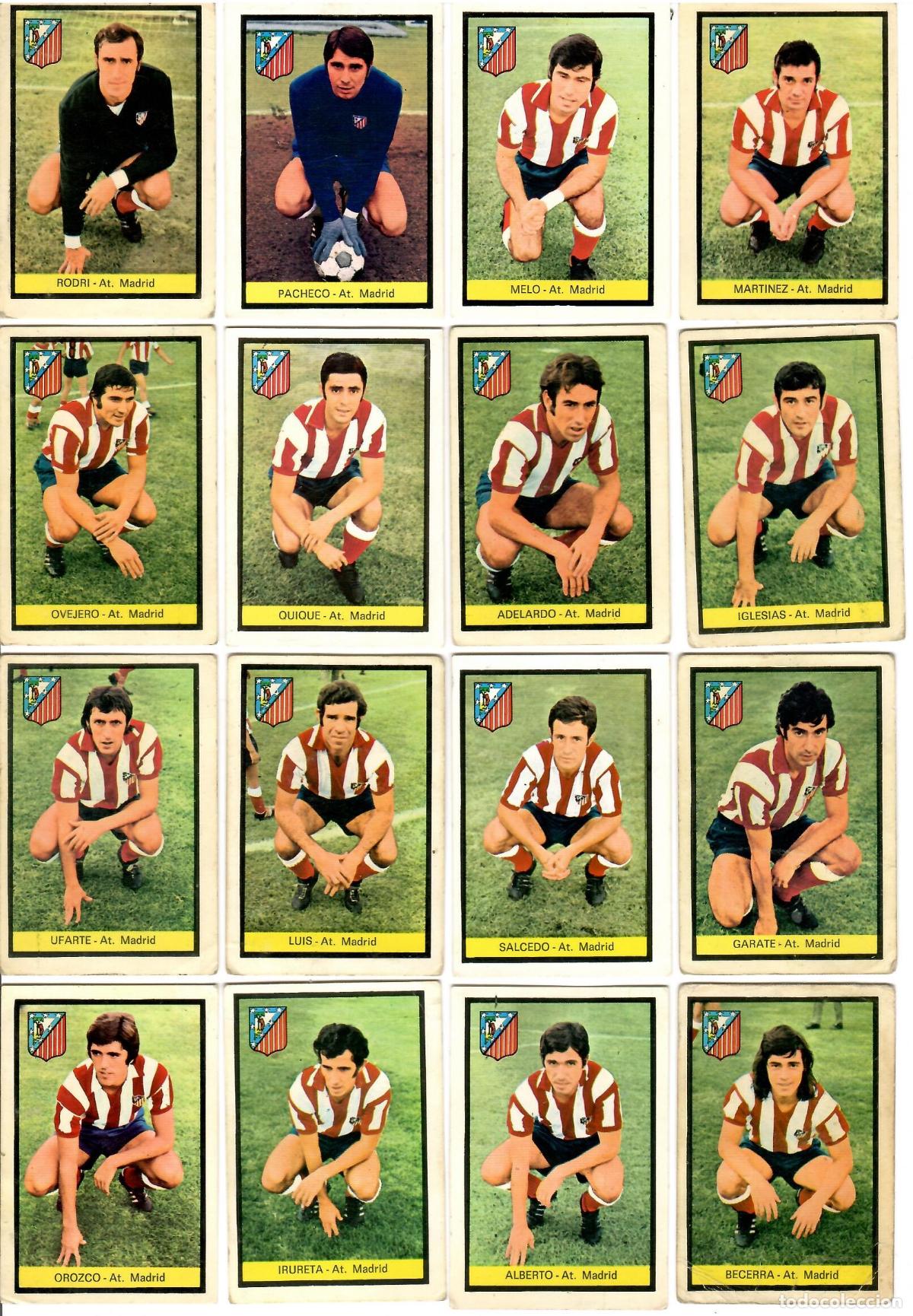 Cromos de F&uacute;tbol: At. Madrid: Lote de 16 cromos de futbol album 1972-73 FHER - Equipo completo