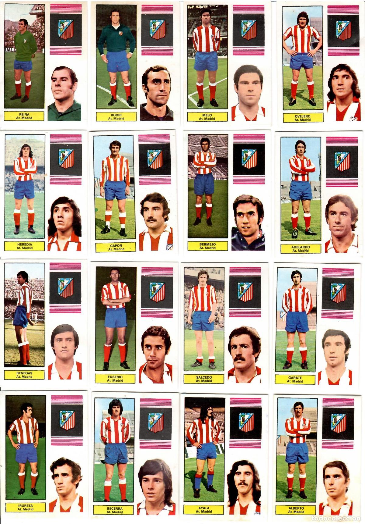 Cromos de F&uacute;tbol: At. Madrid: Lote de 16 cromos de futbol album 1974-75 FHER - Equipo completo