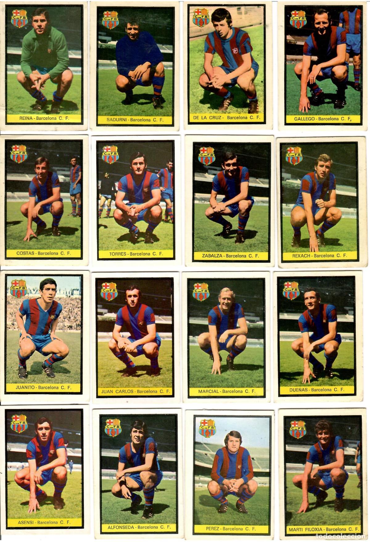 Cromos de F&uacute;tbol: Barcelona C.F.: Lote de 16 cromos de futbol album 1972-73 FHER - Equipo completo