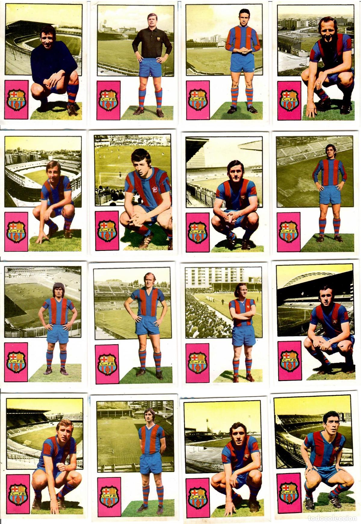 Cromos de F&uacute;tbol: Barcelona C.F.: Lote de 16 cromos de futbol album 1974-75 FHER - Equipo completo