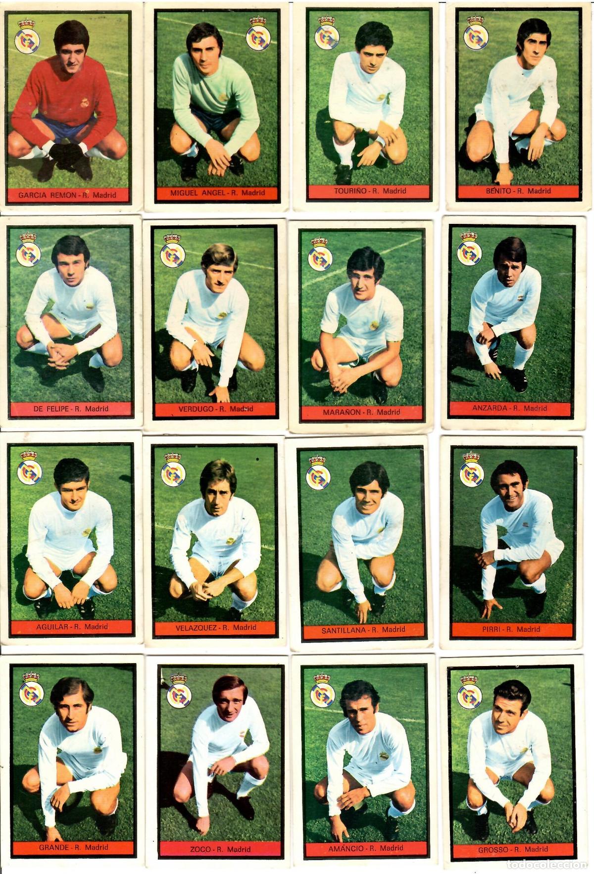 Cromos de F&uacute;tbol: R. Madrid: Lote de 16 cromos de futbol album 1972-73 FHER - Equipo completo