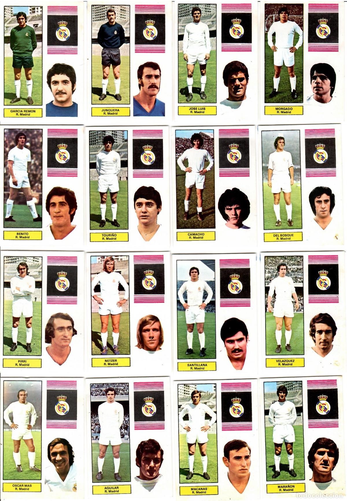 Cromos de F&uacute;tbol: R. Madrid: Lote de 16 cromos de futbol album 1974-75 FHER - Equipo completo