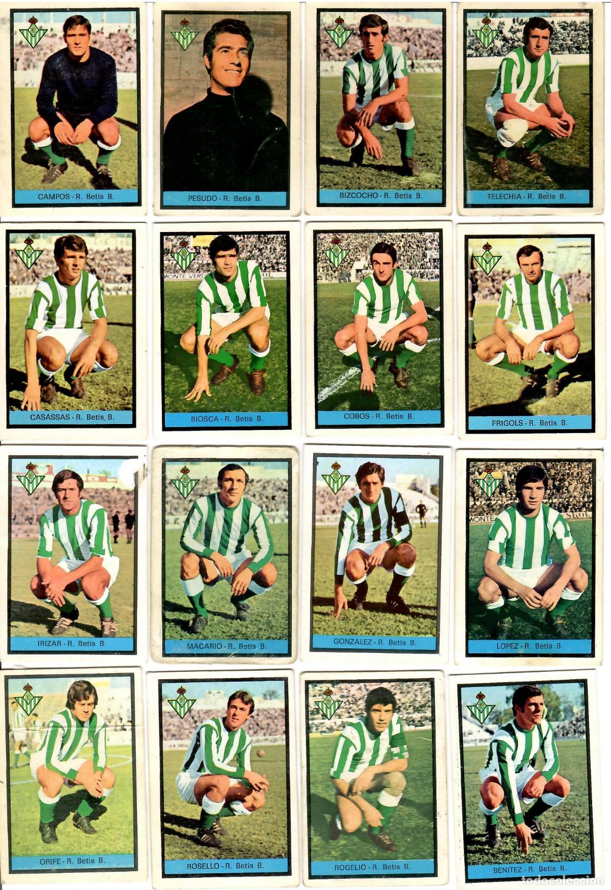 Cromos de F&uacute;tbol: R. Betis Balompie: Lote de 16 cromos de futbol album 1972-73 FHER - Equipo completo