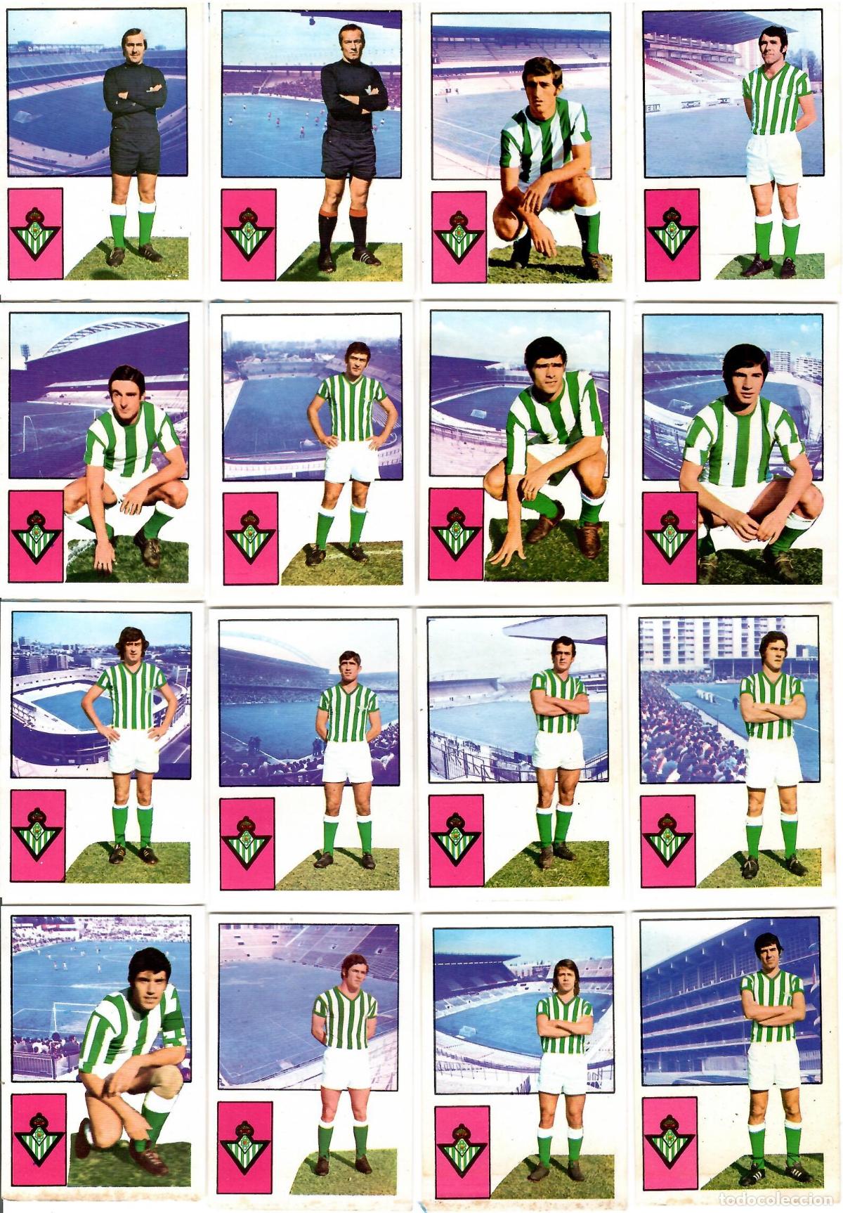 Cromos de F&uacute;tbol: R. Betis Balompie: Lote de 16 cromos de futbol album 1974-75 FHER - Equipo completo