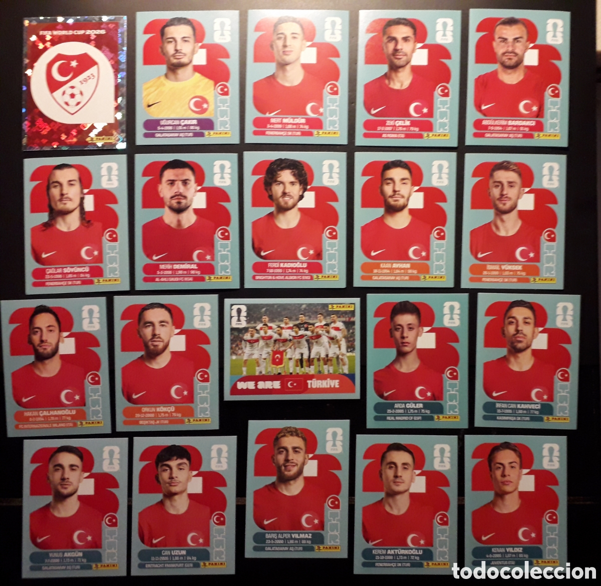 Cromos de F&uacute;tbol: 20 CROMOS TURQU&Iacute;A, EQUIPO COMPLETO MUNDIAL F&Uacute;TBOL 2026 FIFA WORLD CUP PANINI SIN PEGAR