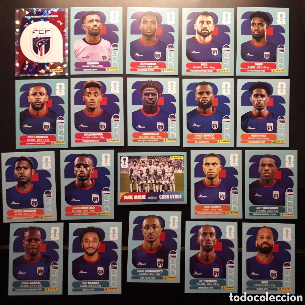 Cromos de F&uacute;tbol: 20 CROMOS CABO VERDE, EQUIPO COMPLETO MUNDIAL F&Uacute;TBOL 2026 FIFA WORLD CUP PANINI SIN PEGAR