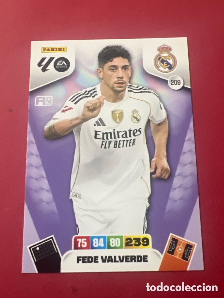 Cromos de F&uacute;tbol: C15. Fede Valverde n&uacute;mero 209 del Real Madrid cromo adrenalyn XL 25-26 2025-2026