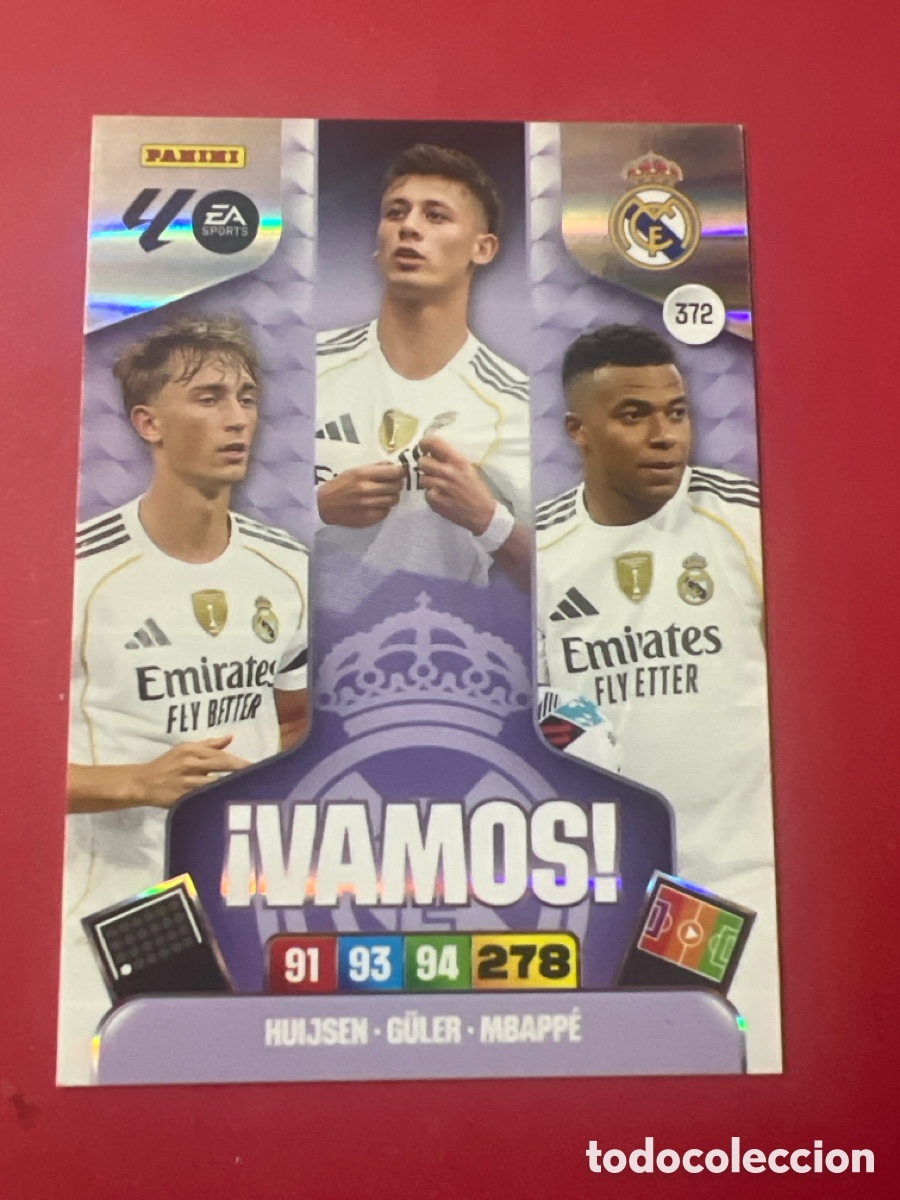Cromos de F&uacute;tbol: C57. Vamos n&uacute;mero 372 del Real Madrid cromo adrenalyn XL 25-26 2025-2026