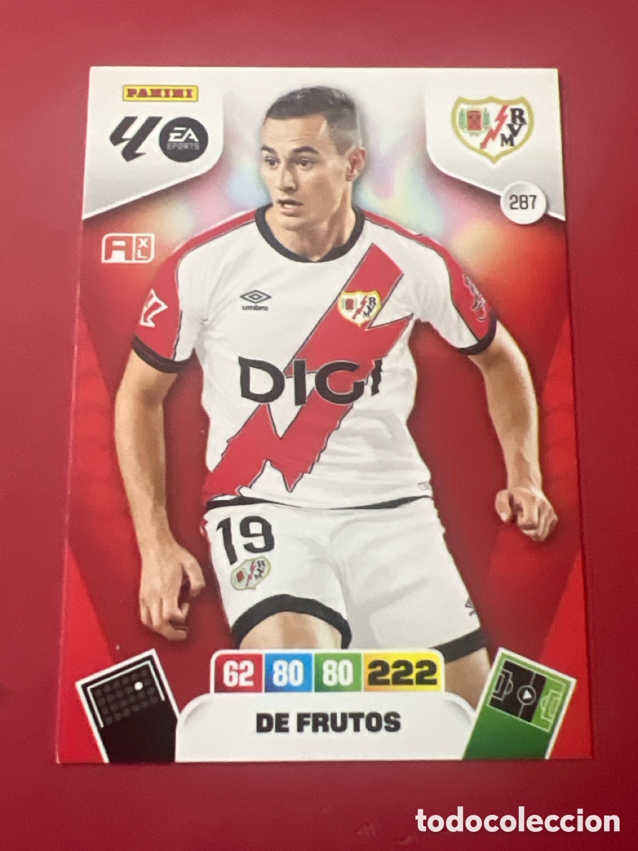 Cromos de F&uacute;tbol: C177. Cromo Adrenalyn XL. 2025 2026. 25 26. De Frutos. Rayo Vallecano. N &ordm; 287.