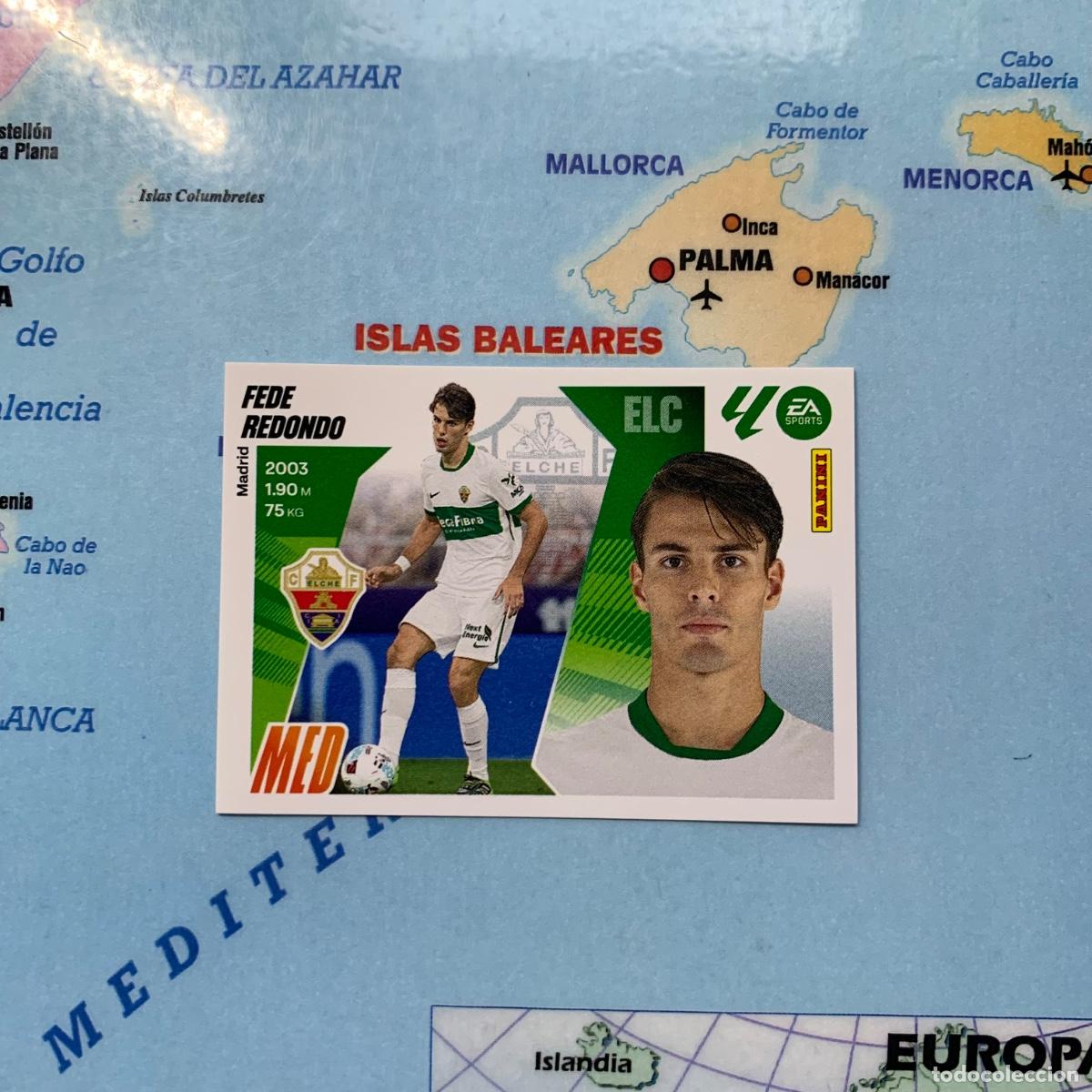 Figurine di Calcio: Fede Redondo coloca n&uacute;mero 14 Bis del Elche cromo liga este 25-26 2025-2026
