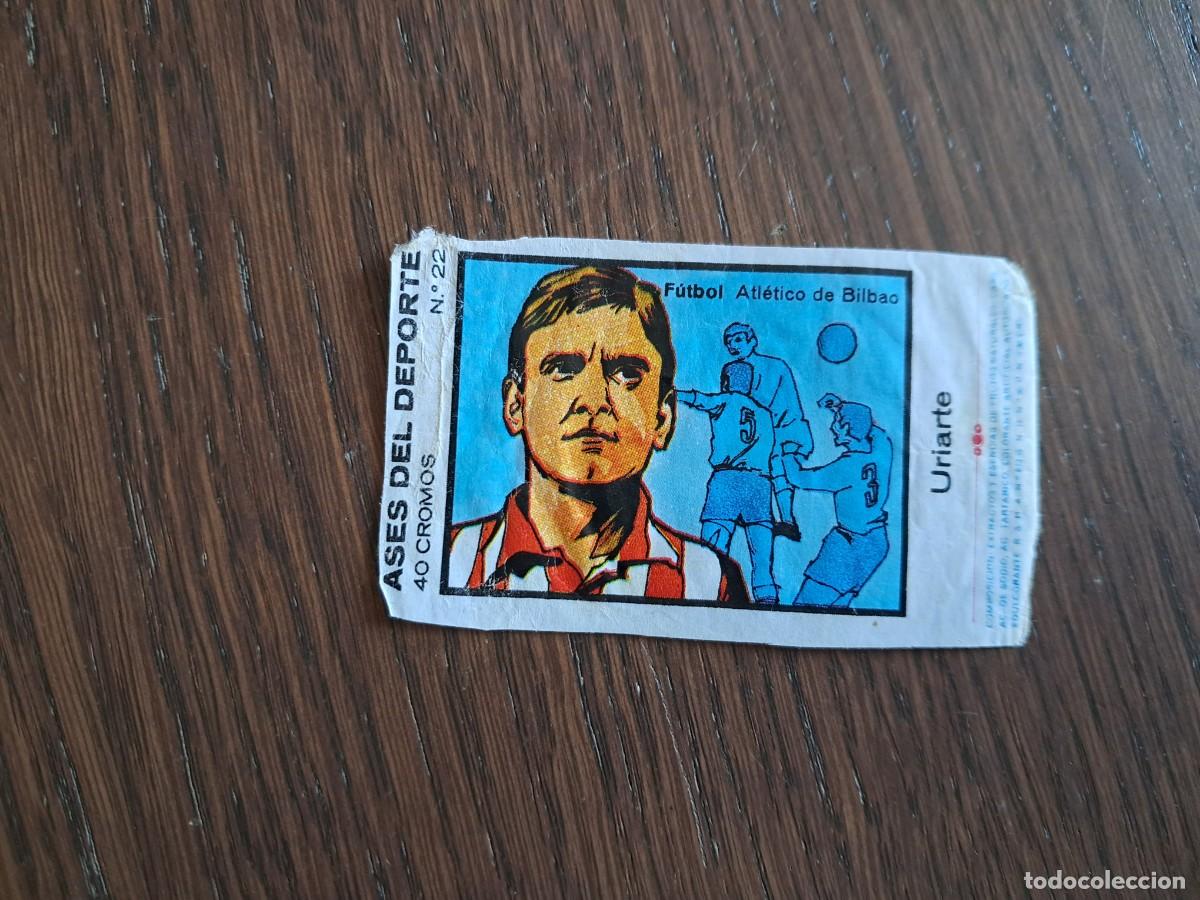 Football Stickers: cromo de futbol, Ases del deporte. Uriarte 22, Ath. Bilbao. Gallina blanca. Soda naranja 1969