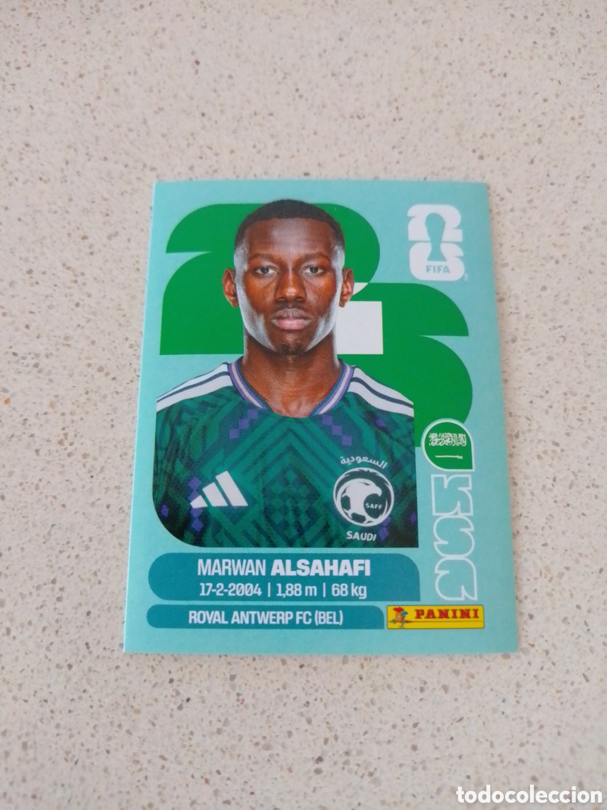 Cromos de F&uacute;tbol: CROMO NUMERO 15 ALSAHAFI ARABIA SAUD&Iacute;. MUNDIAL 2026. PANINI.