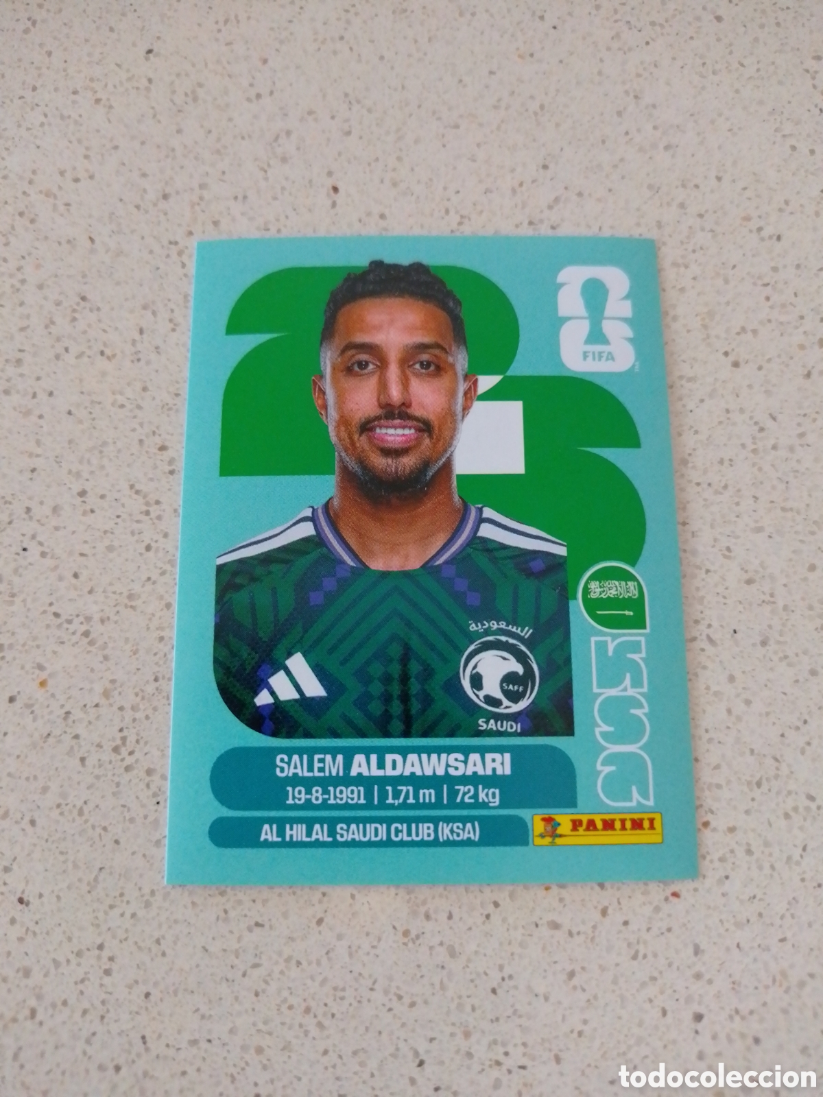 Cromos de F&uacute;tbol: CROMO NUMERO 16 ALDAWSARI ARABIA SAUD&Iacute;. MUNDIAL 2026. PANINI.