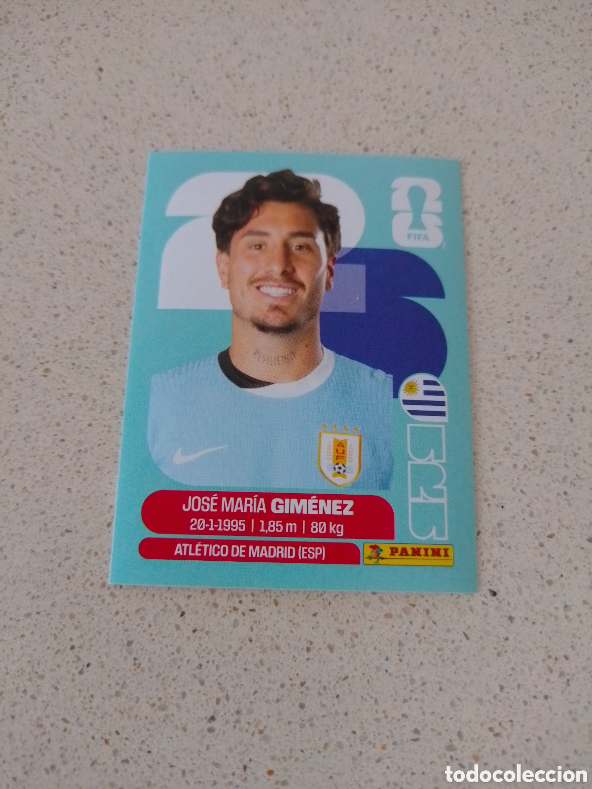 Fu&szlig;ball-Sticker: CROMO NUMERO 5 GIMENEZ URUGUAY. MUNDIAL 2026. PANINI.