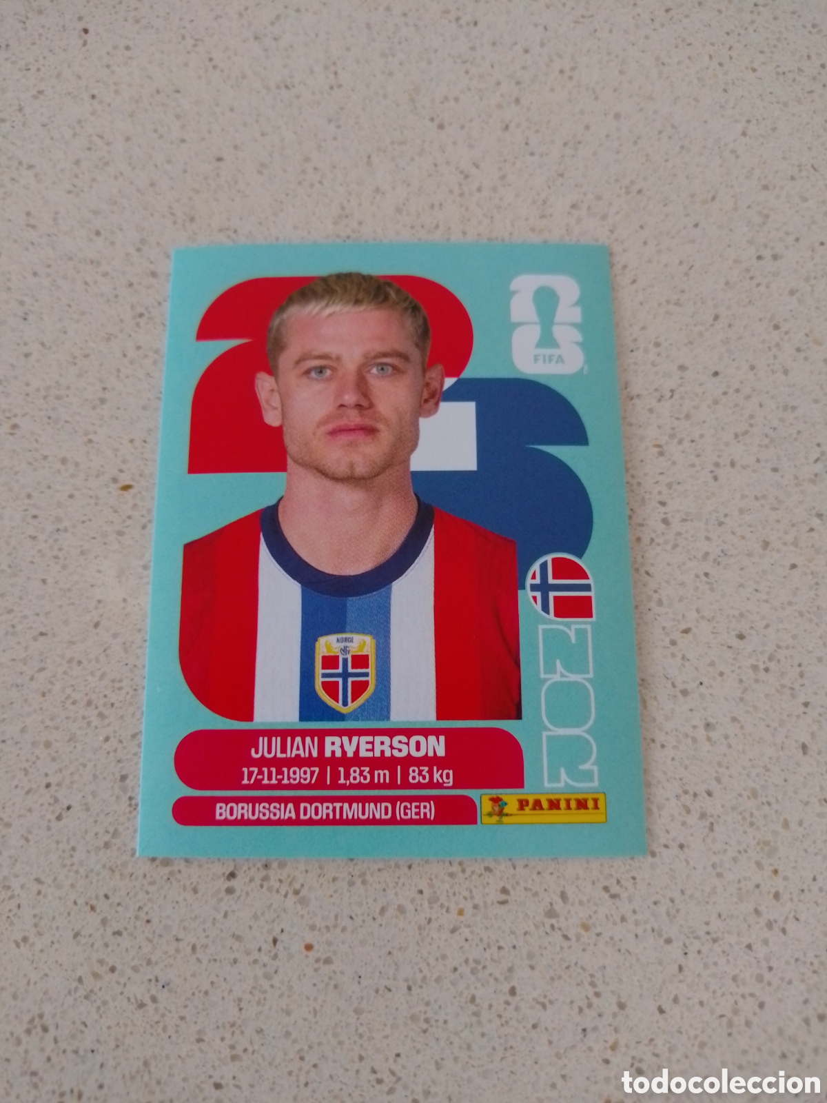 Cartes &agrave; collectionner de Football: CROMO NUMERO 3 RYERSON NORUEGA. MUNDIAL 2026. PANINI.