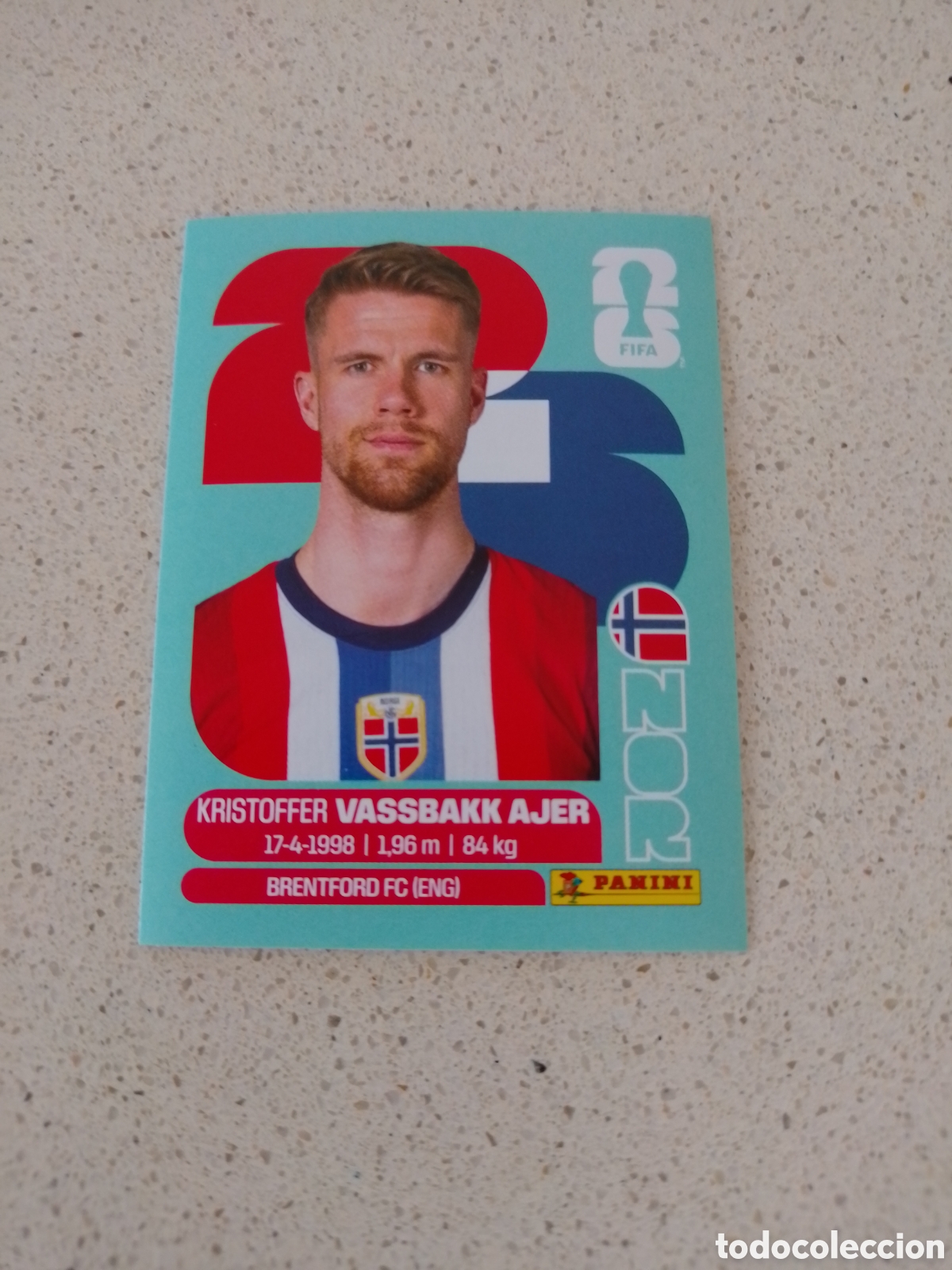 Cromos de F&uacute;tbol: CROMO NUMERO 5 VASSBAKK AJER NORUEGA. MUNDIAL 2026. PANINI.