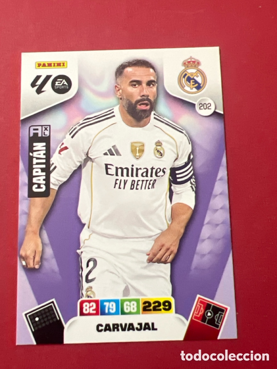 Cromos de Futebol: C239. Carvajal n&uacute;mero 202 del Real Madrid cromo adrenalyn XL 25-26 2025-2026