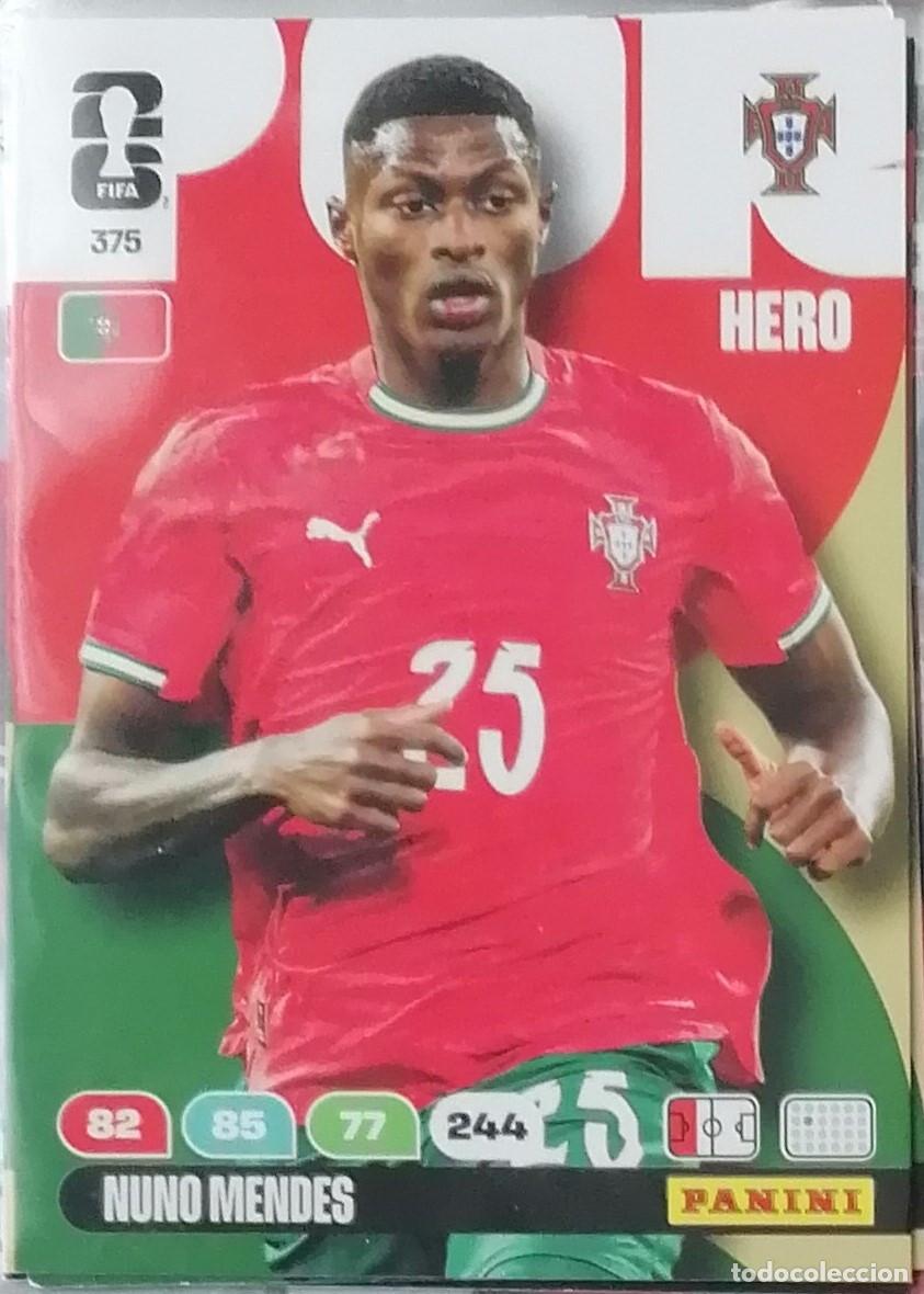 Cromos de F&uacute;tbol: 375 NUNO MENDES Hero World Cup 20522 CHRISTIAN ERIKSEN Hero World Cup 2026 Adrenalyn XL Panini