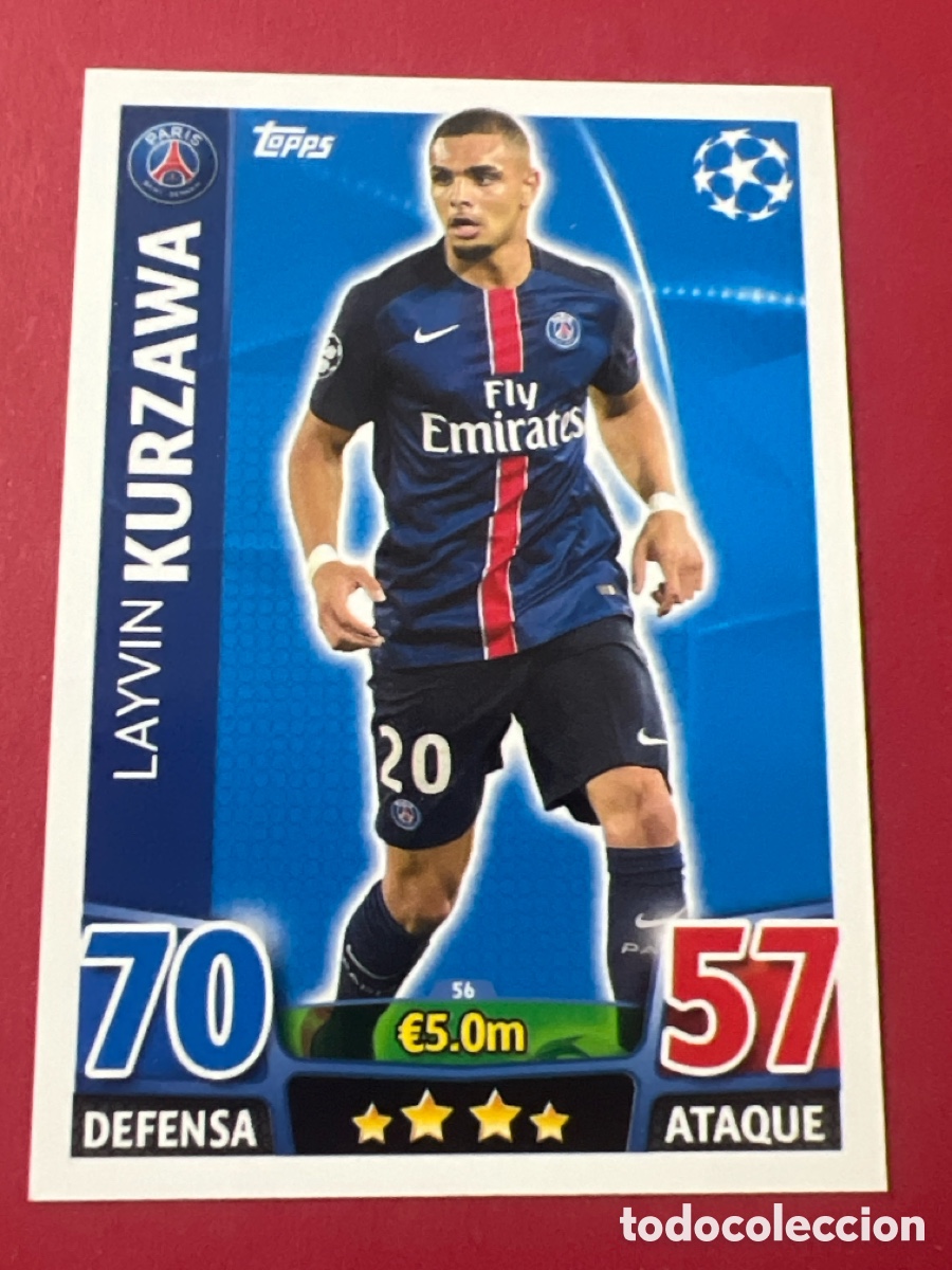 Cartes &agrave; collectionner de Football: C288. N&ordm; 56 Layvin Kurzawa Paris Saint-Germain Match Attax 15 16